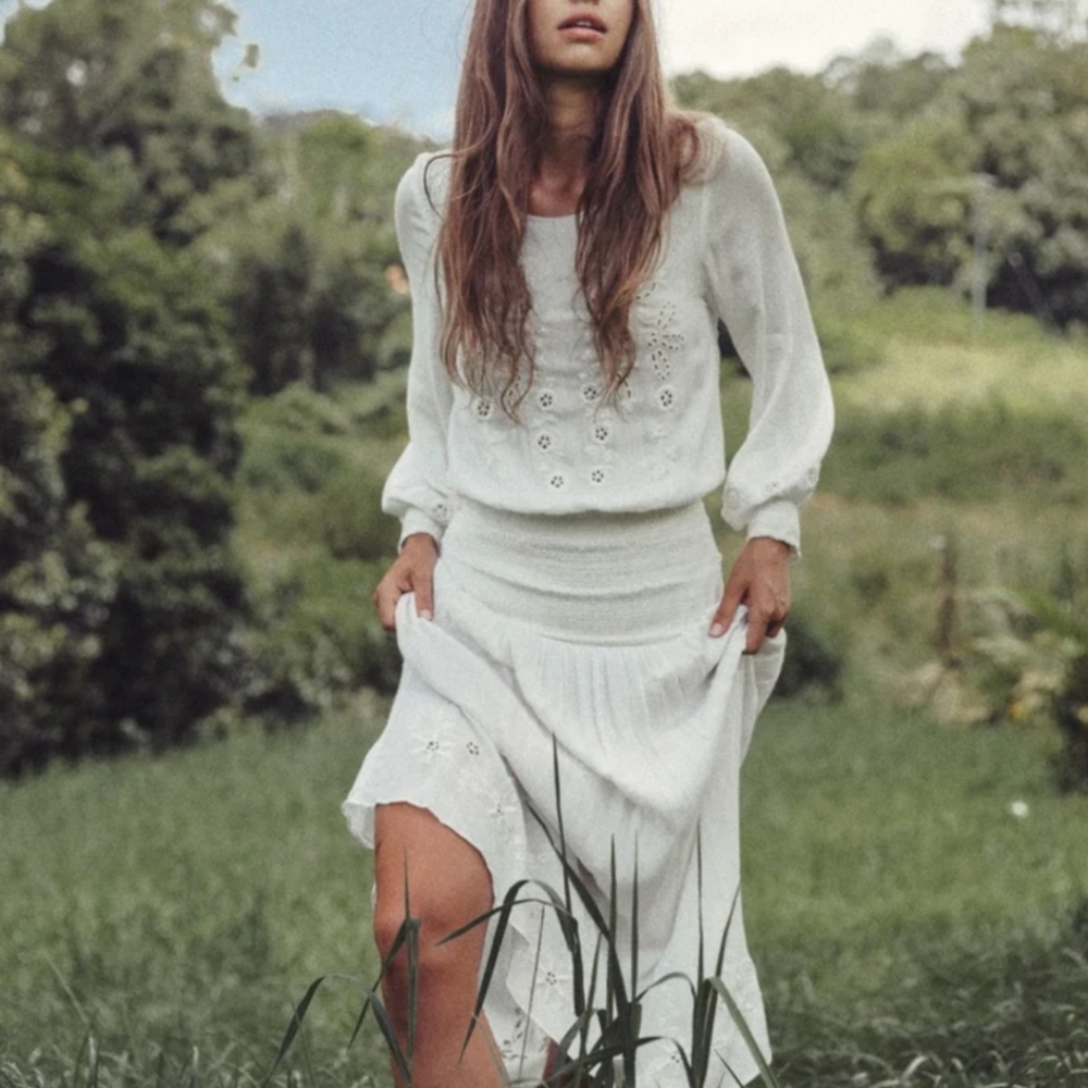 White Eyelet Maxi Dress - Brand Unspecified
